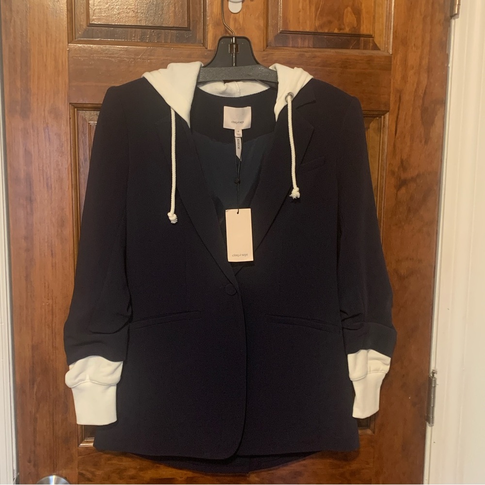 Cinq à Sept Navy Blazer with White Details - Picture 6 of 8